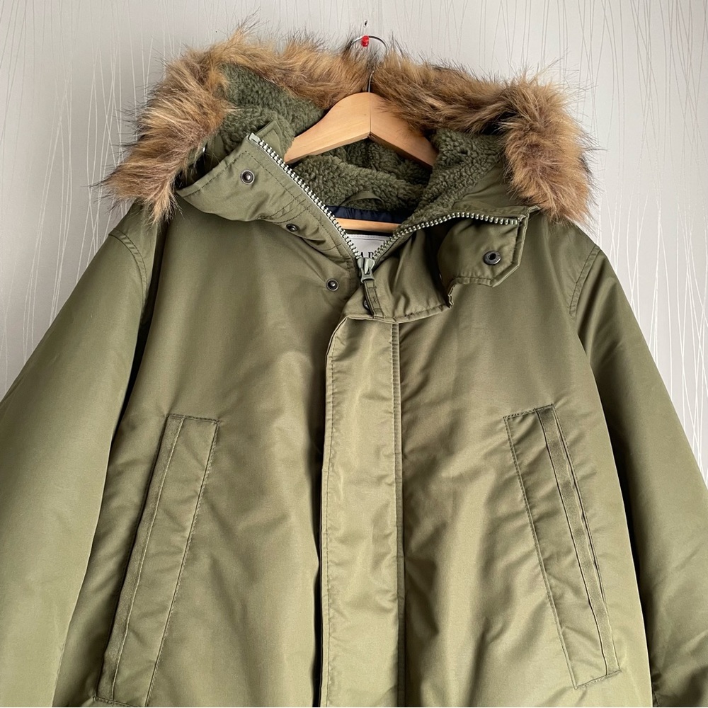 Gap Men’s Olive Green Winter Parka Cold Control Max Snorkel Coat Size Large - Picture 8 of 16